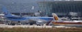 Airliners parked at palma de mallorca airport wide