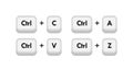 Different computer keyboard buttons combinations. Hotkeys combination such as copy, paste, selection and cancellation. Vector
