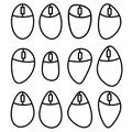 Different Computer Mouse Symbol Isolated on White Background. Simple Thin Line Icon, Linear Logo Cursor, Pointer Royalty Free Stock Photo
