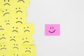 Emotions of happiness and sadness, unique, think differently, individually and stand out from the crowd concept