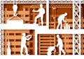 Different construction workers silhouettes, vector illustration in paper art style. Building industry. Royalty Free Stock Photo