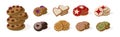 Different Cookie as Baked Dessert Food Vector Set