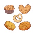 Different cookies hand drawn vector illustration