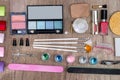 Different cosmetic set - makeup tools Royalty Free Stock Photo