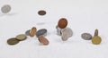 Different countries coins falling down