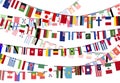 Different countries flags on the ropes Royalty Free Stock Photo