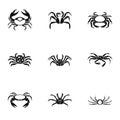 Different crab icons set, simple style