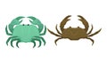Different Crabs as Decapod Crustaceans with Claws Vector Set