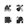 Different cultures music black glyph icons set on white space Royalty Free Stock Photo