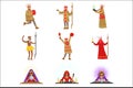 Different Cultures Shamans And Gypsy Fortune-Tellers Set Of Cartoon Characters Performing Occult Rituals