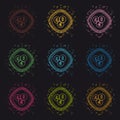 Different Currencies Buttons - Modern Colorful Vector Circle Illustration - Isolated On Black Background