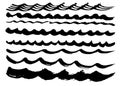 Different curved dry vector brush strokes