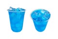 Different of delicious blue soft drinks in transparent plastic glass Royalty Free Stock Photo