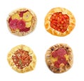 Different delicious galettes on white background, set. Top view Royalty Free Stock Photo