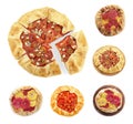 Different delicious galettes on white background, set. Top view Royalty Free Stock Photo