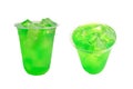 Different of delicious Green fruit flavor drinks in transparent plastic glass Royalty Free Stock Photo