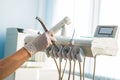 Different dental instruments and tools in a dentists office