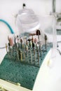 Different dental tools and burs Royalty Free Stock Photo