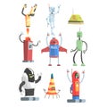 Different Design Public Service Robots Collection Of Colorful Cartoon Androids