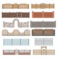 Different designs of fences and gates on