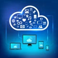 Different devices connected to cloud Royalty Free Stock Photo