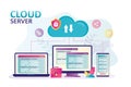 Different devices connected to same cloud storage. Concept of cloud computing and data security Royalty Free Stock Photo