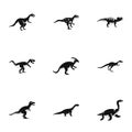 Different dinosaur icons set, simple style