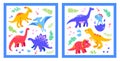 Different dinosaurs - set of flat design style illustrations Royalty Free Stock Photo