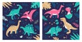 Different dinosaurs - set of flat design style illustrations Royalty Free Stock Photo