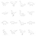 Different dinosaurs icon set outline