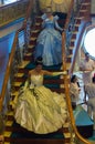 Princesses going down the stairway Royalty Free Stock Photo