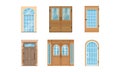 Different Door as Building Entrance Exterior Vector Set