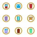 Different door icons set, cartoon style