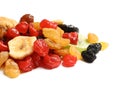 Different dried fruits on white background. Royalty Free Stock Photo
