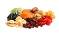Different dried fruits on white background Royalty Free Stock Photo