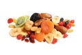 Different dried fruits on white background Royalty Free Stock Photo
