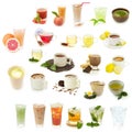 Different drinks isolated on a white background Royalty Free Stock Photo