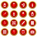 Different drugs icon red circle set