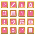 Different drugs icons pink