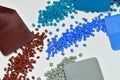 Different dyed plastic with samples Royalty Free Stock Photo