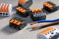 Different electrical connector blocks and wire Royalty Free Stock Photo
