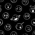 Different emotional expressions faces seamless pattern. Decorative hand drawn print for wrapping or fabric. Positive web