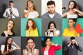 Diverse young people positive and negative emotions set Royalty Free Stock Photo