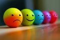 Different emotions. A colorful collection of cartoon faces with a variety of expressions, including anger, sadness, and happiness Royalty Free Stock Photo