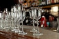 Different empty clean glasses on counter Royalty Free Stock Photo