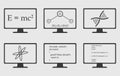 Different Engineering Subject Icon Set are on computer screen. Royalty Free Stock Photo