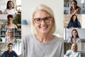 Different ethnicity and age women photo collage webcam view Royalty Free Stock Photo