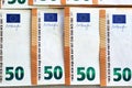 Different euro bank notes in a detailed close up view Royalty Free Stock Photo