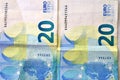 Different euro bank notes in a detailed close up view Royalty Free Stock Photo