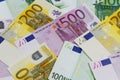 Different Euro banknotes